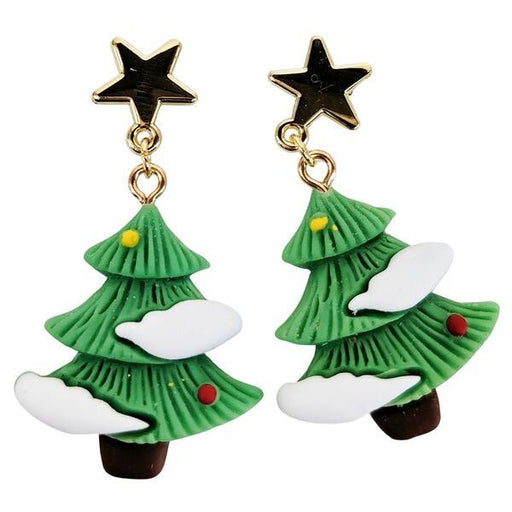 Christmas tree earrings with stars christmas themed gift
