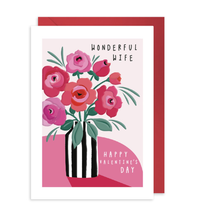 Wonderful Wife Roses Valentine Card