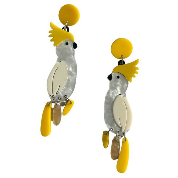 Pair of cockatoo-shaped earrings 