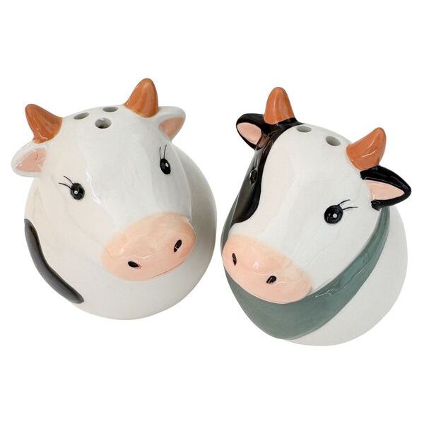 Two cow-shaped salt and pepper shakers  