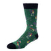 Green sock with rooster pattern on a white background