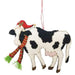 Cow Christmas ornament with a red hat and striped scarf  farm animal