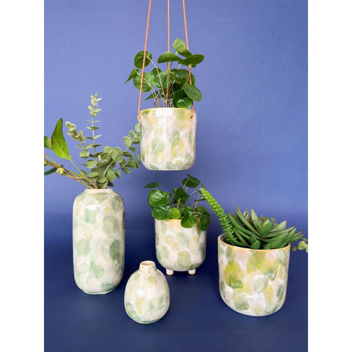 matching range of indoor green pots and vases for wedding gift