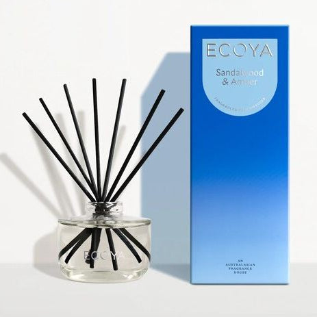 Ecoya diffuser with black reeds sandalwood and amber