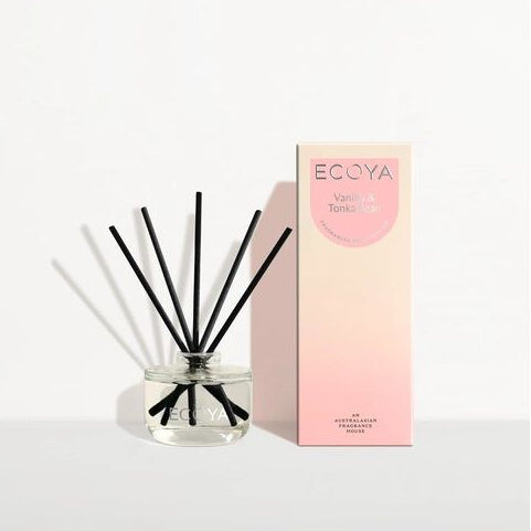 Ecoya diffuser with black sticks vanilla tonka bean