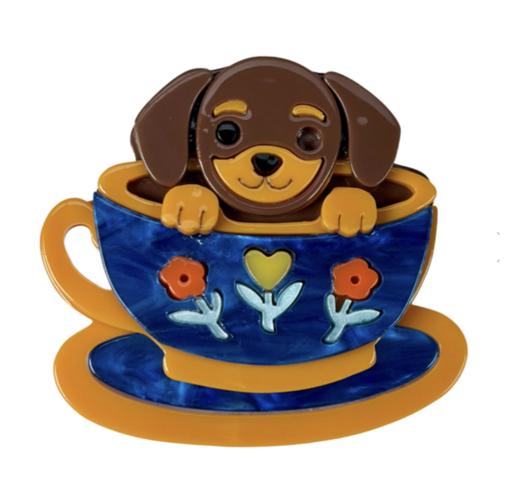 Iris Teacup Tails Dog Brooch