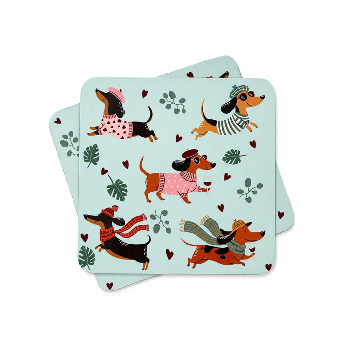 Playful Paws Dog Coasters 10cm Set of 4