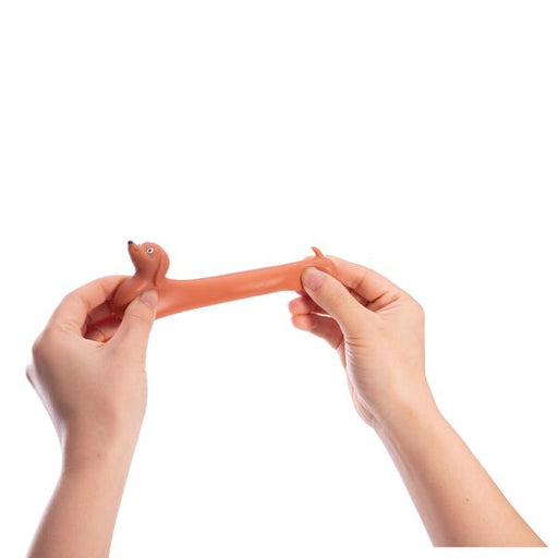 stretchy sausage dog toy for stress and play