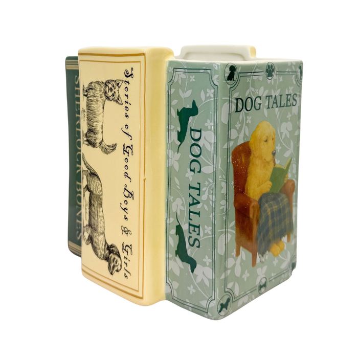 Dog Books Planter Green 15cm