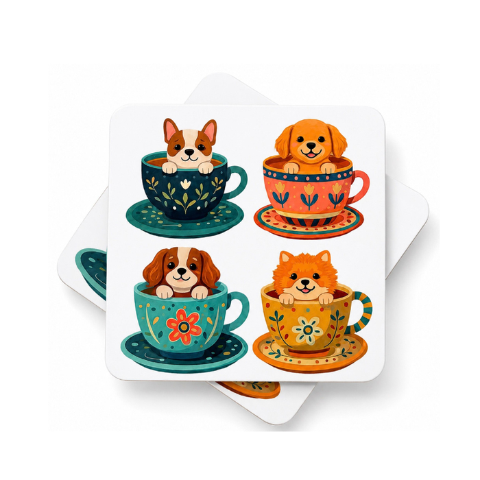 Dog Teacup Tails Coasters 10cm Set of 4