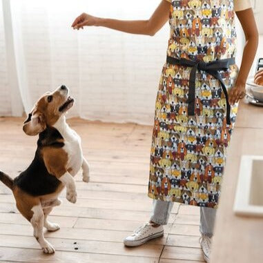 dog print apron for cooking 