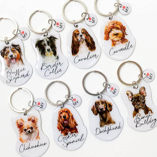 cavoodle dog breed keychain keyring