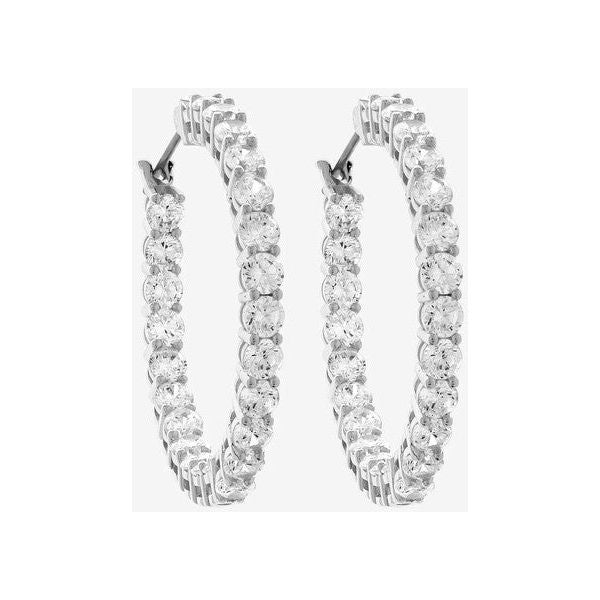 silver hoop earrings with diamantes