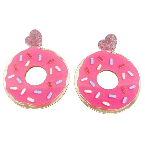Pink donut earrings 