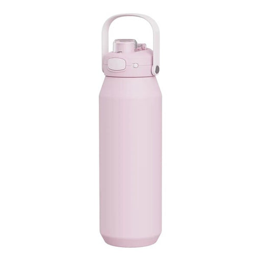 pink insulated drink bottle with handle