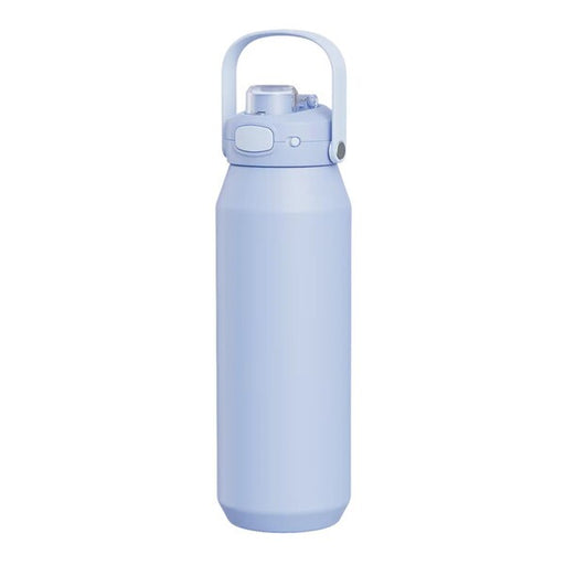 light blue insulated drink bottle with handle