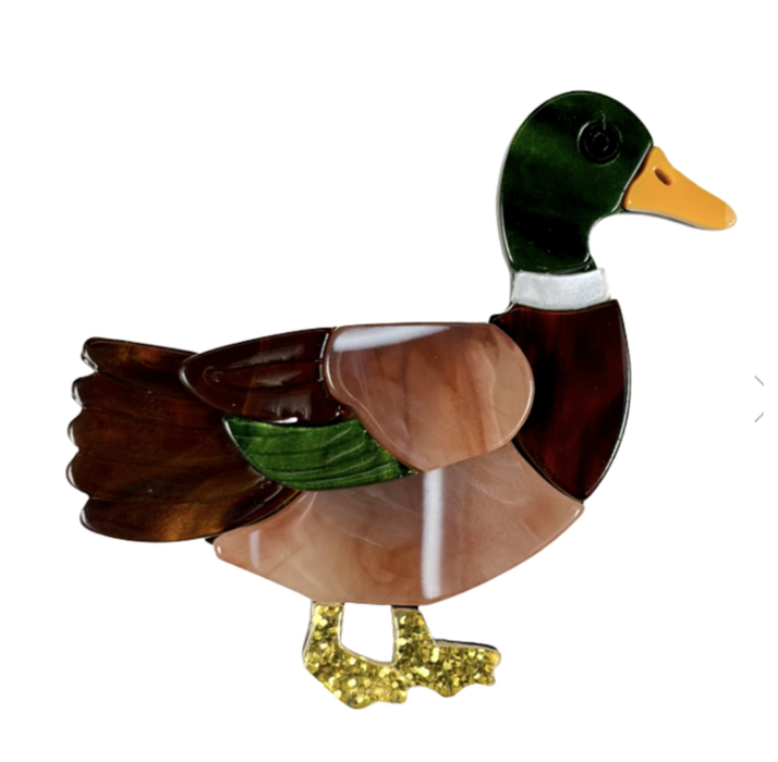 Iris Mallard Duck Brooch