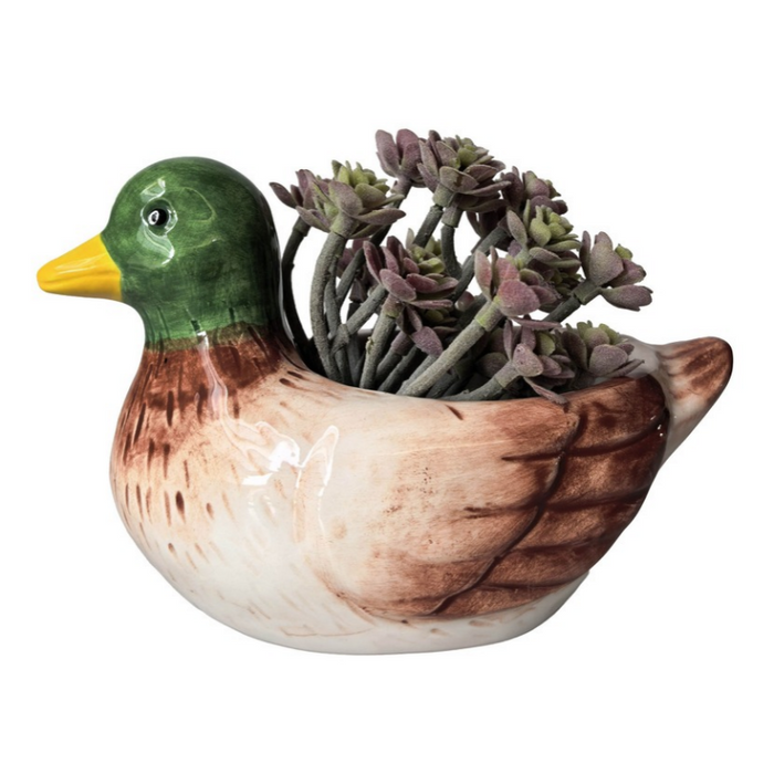 Mallard Duck Planter Brown 17cm