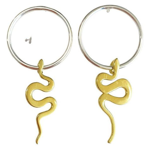 hoop earrings with gold snake on sale