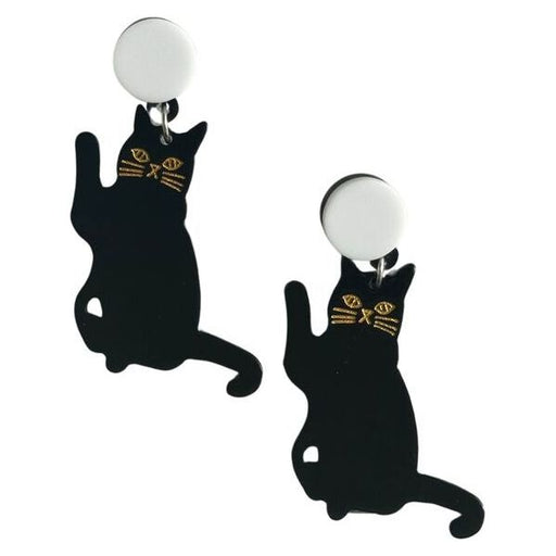 black cat stud earrings