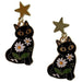 black cat studs earrings