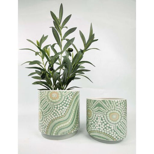 art by Indigenous Artist, Emma Stenhouse  pot planter