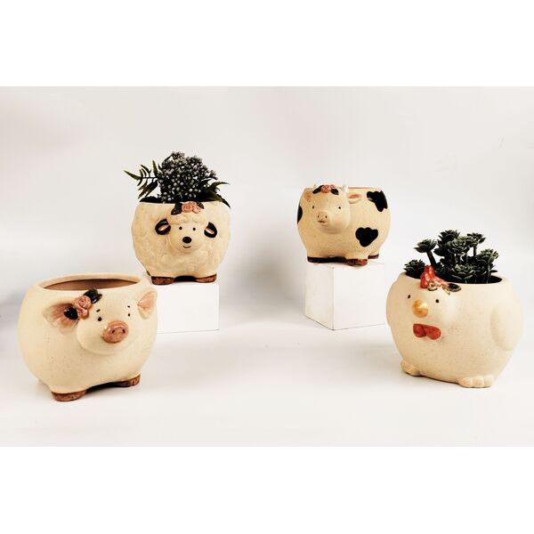 pig sheep cow chicken plant pots