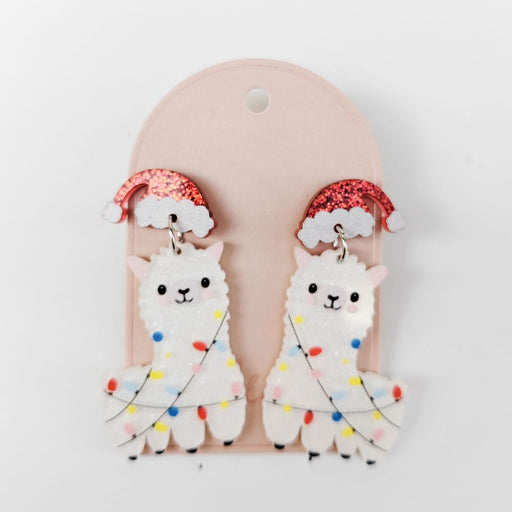 christmas llama earrings novelty