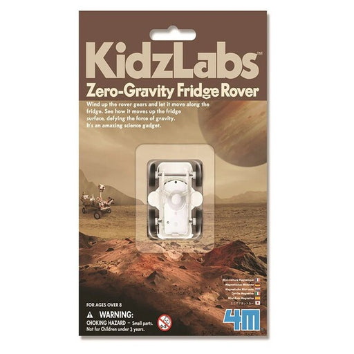 Packaging of KidzLabs Zero-Gravity Fridge Rover toy 