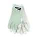 Pair of green and white gardening gloves with 'sprout' logo 