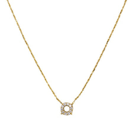 Gold necklace with a small circular pendant  