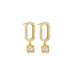 Gold earrings with square gemstones 