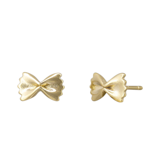Tiger Tree Gold Bow Tie Pasta Earrings
