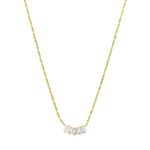 Gold necklace with small white stones 