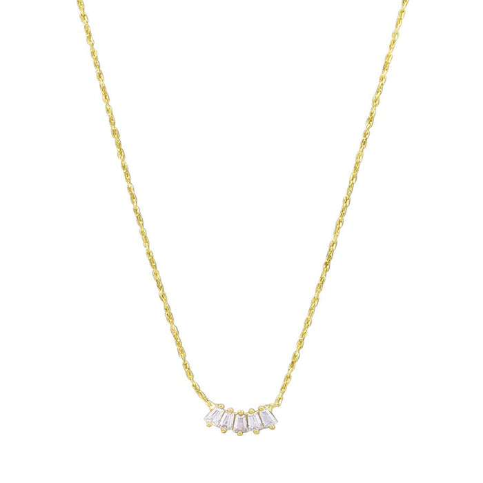 Gold necklace with small white stones 