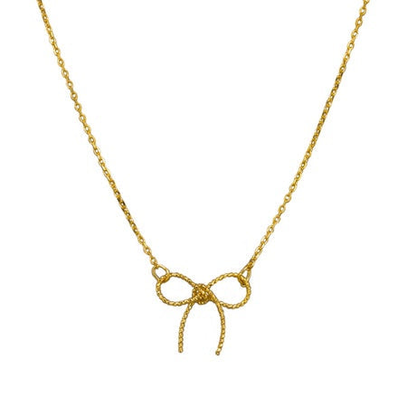 Gold bow-shaped pendant necklace 