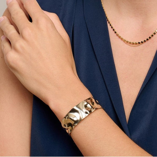 gold crinkled cuff bracelet