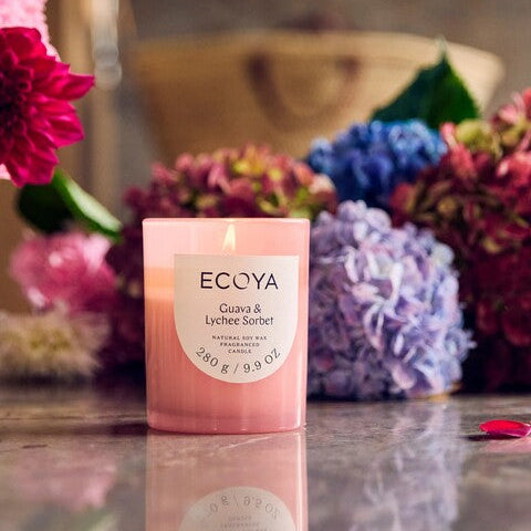 Pink Ecoya candle in jar