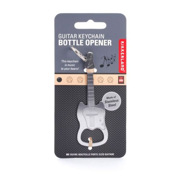 Guitar-shaped bottle opener keychain