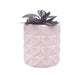 Pink ceramic planter with heart patterns