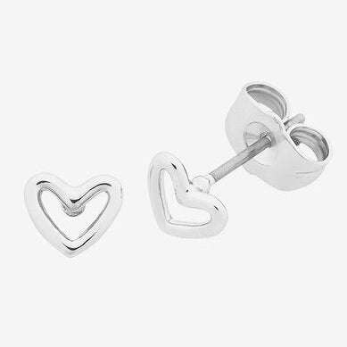 petite silver heart stud earrings