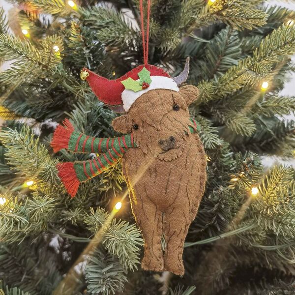 Highland Cow Fabric Hanging Decoration 16cm