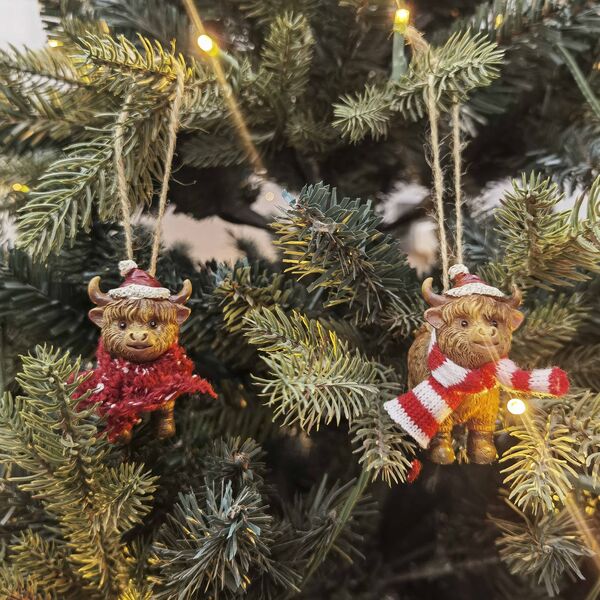 highland cow Christmas hanging decorations