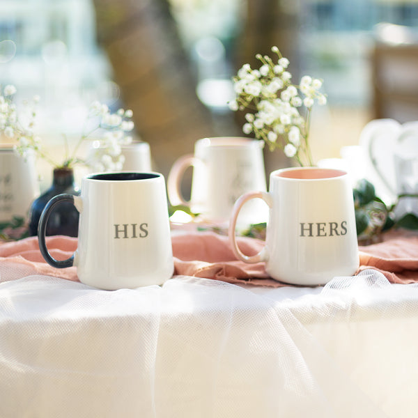 his and hers mug set for couple wedding engagement