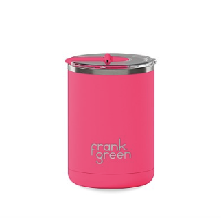 Frank Green 12oz Ceramic Coffee Cup with Hinge Lid Neon Pink