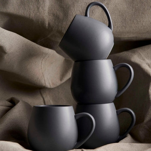 four grey coffee mug set