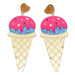 Ice cream cone earrings with pink and blue toppings 