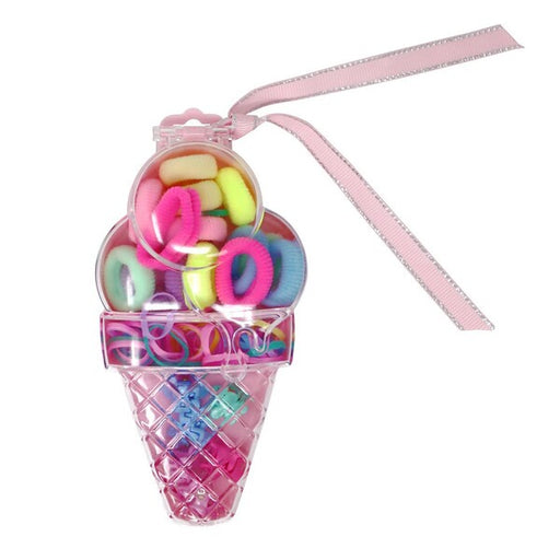 Ice cream cone-shaped container with hair ties kids