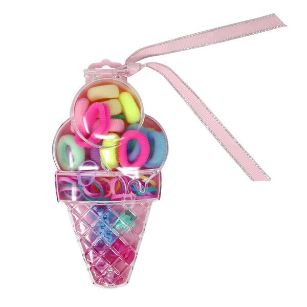 Ice cream cone-shaped container with hair ties kids
