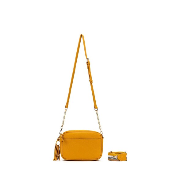 mustard handbag with multiple shoulder straps